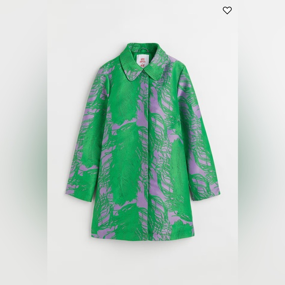 IRIS APFEL x H&M Feather Jacquard Weave Green and Purple Coat, Size S SOLD OUT - Picture 16 of 16
